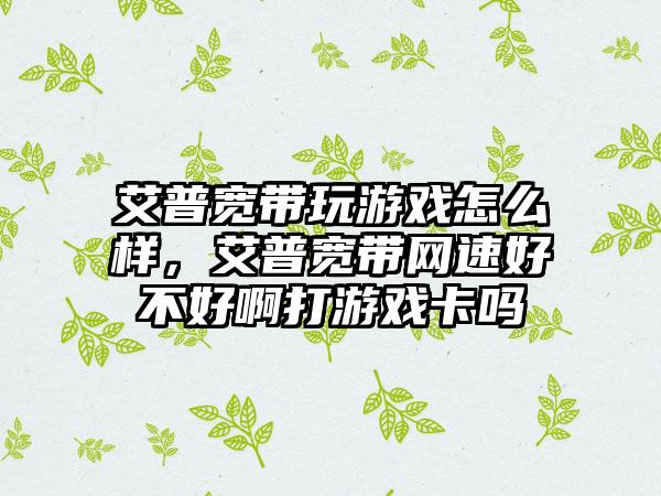 艾普宽带玩游戏怎么样，艾普宽带网速好不好啊打游戏卡吗
