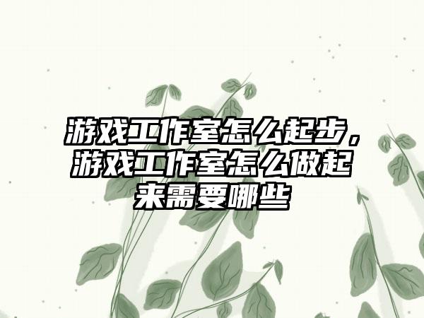 游戏工作室怎么起步，游戏工作室怎么做起来需要哪些