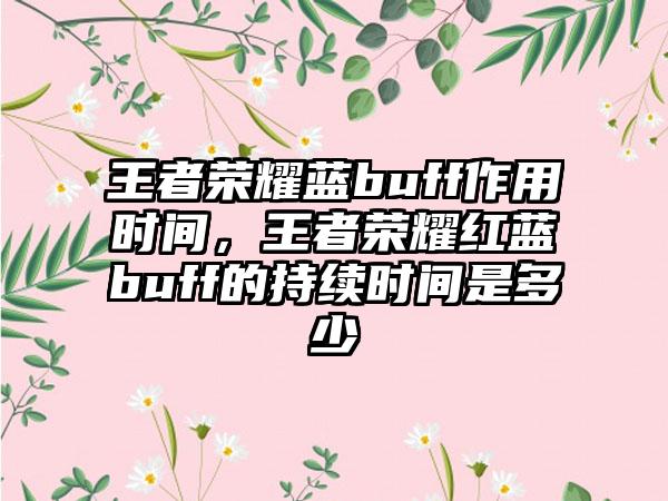 王者荣耀蓝buff作用时间，王者荣耀红蓝buff的持续时间是多少