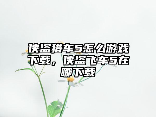 侠盗猎车5怎么游戏下载，侠盗飞车5在哪下载