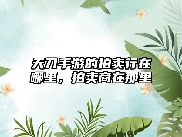 天刀手游的拍卖行在哪里，拍卖商在那里