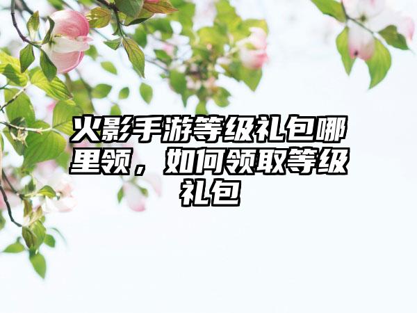 火影手游等级礼包哪里领，如何领取等级礼包