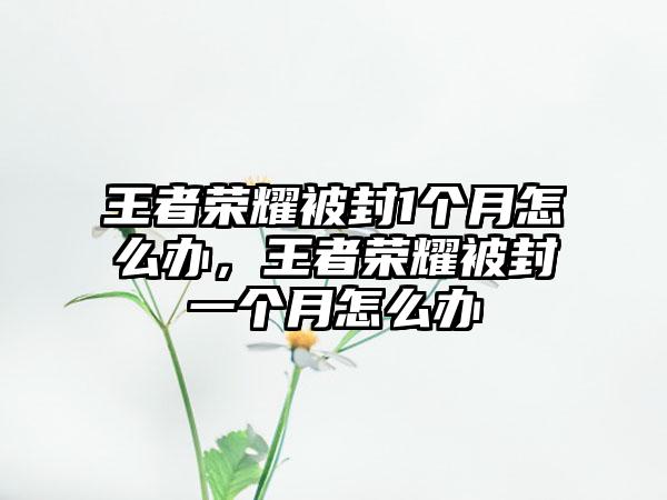 王者荣耀被封1个月怎么办,王者荣耀被封一个月怎么办