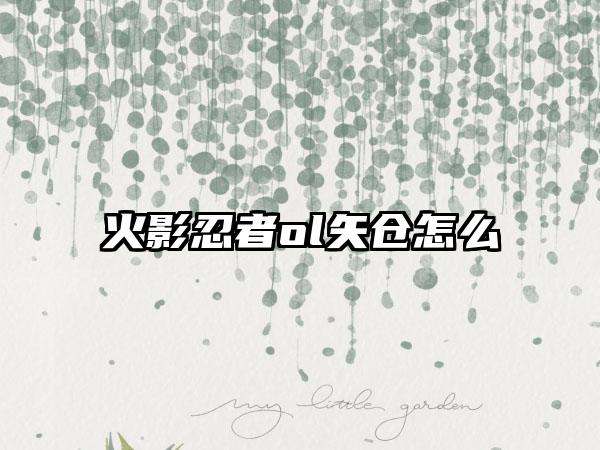 火影忍者ol矢仓怎么