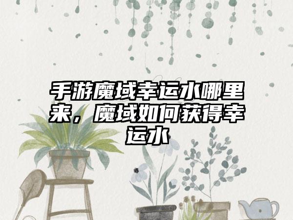 手游魔域幸运水哪里来,魔域如何获得幸运水
