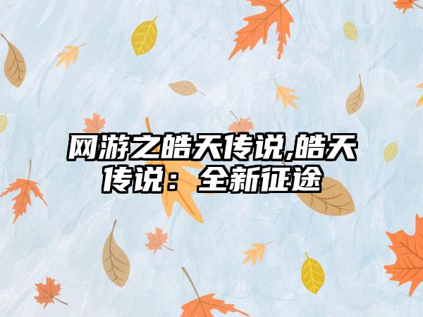 网游之皓天传说,皓天传说:全新征途