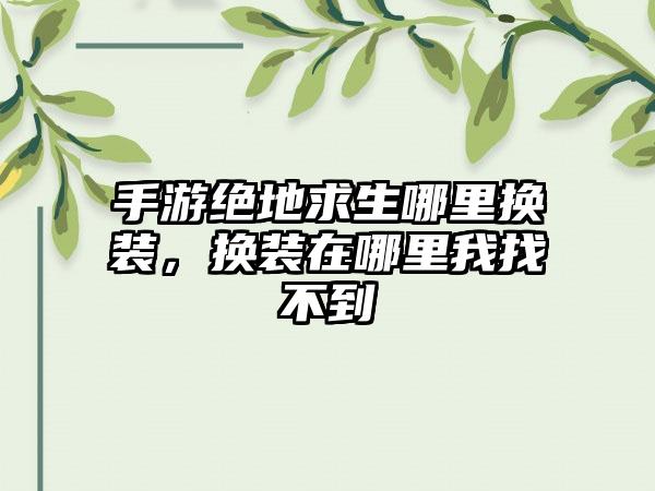 手游绝地求生哪里换装，换装在哪里我找不到