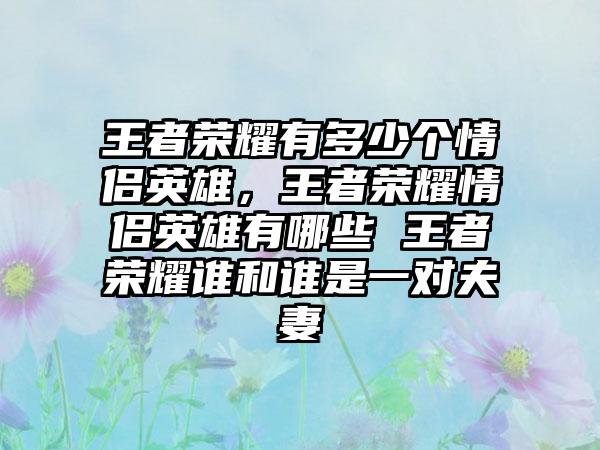 王者荣耀有多少个情侣英雄，王者荣耀情侣英雄有哪些 王者荣耀谁和谁是一对夫妻