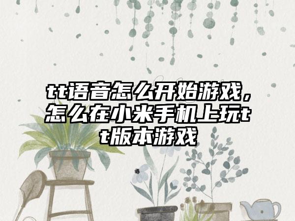 tt语音怎么开始游戏，怎么在小米手机上玩tt版本游戏
