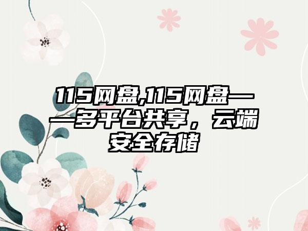 115网盘,115网盘——多平台共享，云端安全存储