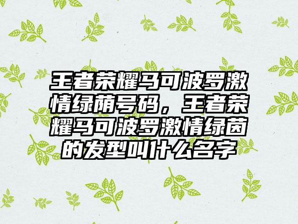 王者荣耀马可波罗激情绿荫号码，王者荣耀马可波罗激情绿茵的发型叫什么名字