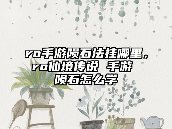 ro手游陨石法挂哪里，ro仙境传说 手游 陨石怎么学