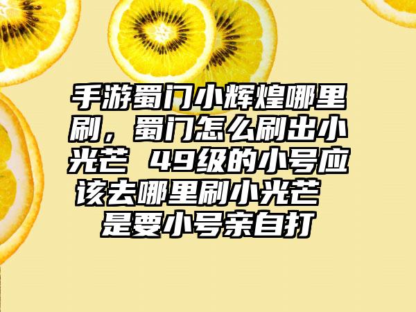 手游蜀门小辉煌哪里刷,蜀门怎么刷出小光芒 49级的小号应该去哪里刷小光芒 是要小号亲自打