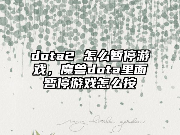 dota2 怎么暂停游戏，魔兽dota里面暂停游戏怎么按