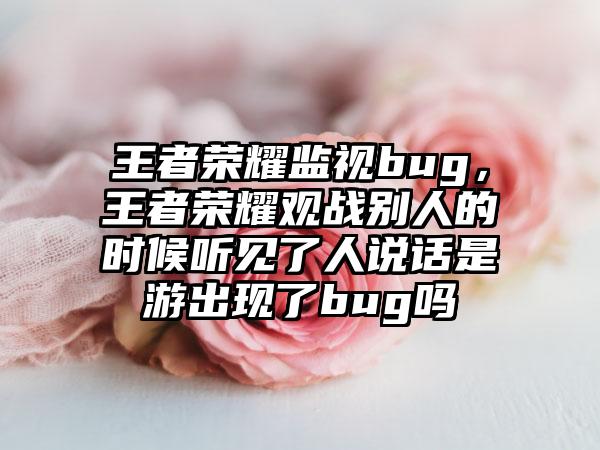 王者荣耀监视bug，王者荣耀观战别人的时候听见了人说话是游出现了bug吗