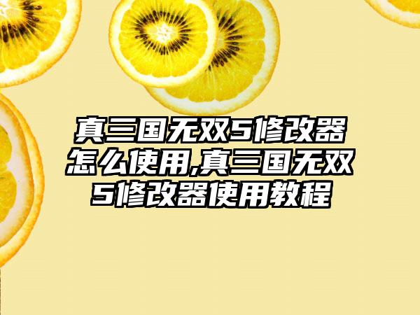 真三国无双5修改器怎么使用,真三国无双5修改器使用教程