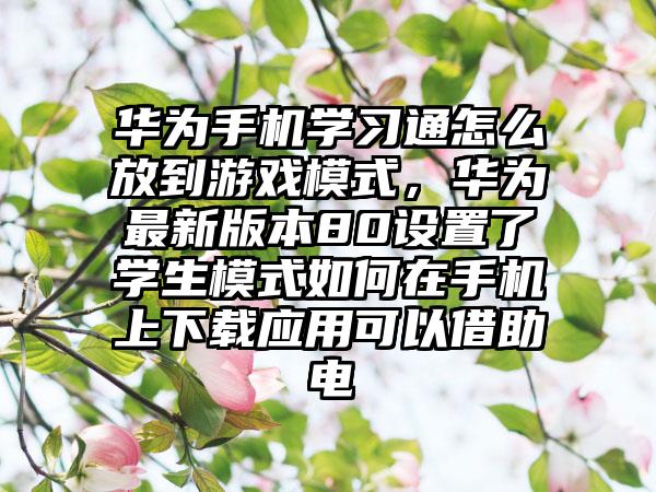 华为手机学习通怎么放到游戏模式,华为最新版本80设置了学生模式如何在手机上下载应用可以借助电