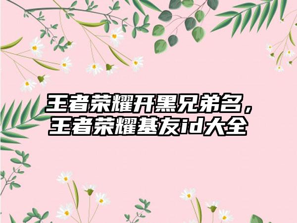 王者荣耀开黑兄弟名，王者荣耀基友id大全