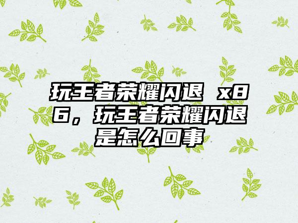 玩王者荣耀闪退 x86，玩王者荣耀闪退是怎么回事