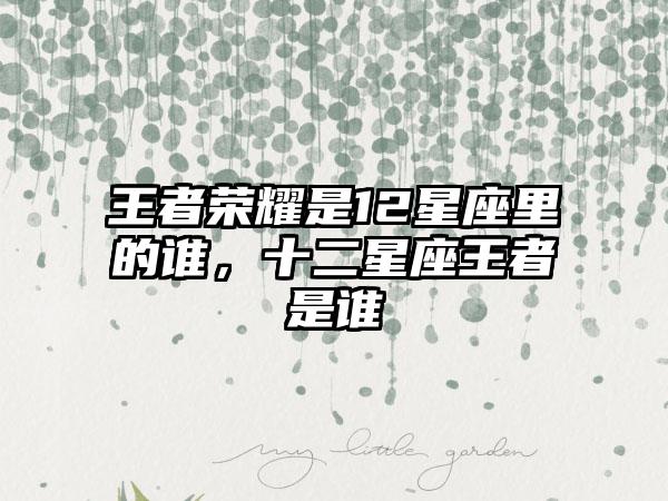 王者荣耀是12星座里的谁，十二星座王者是谁