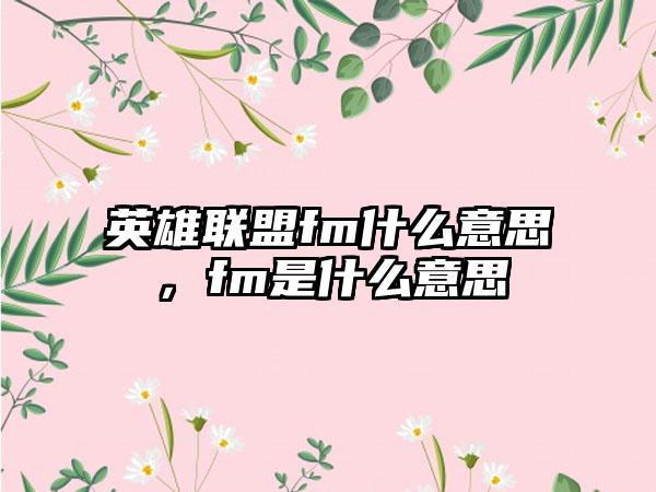 英雄联盟fm什么意思，fm是什么意思