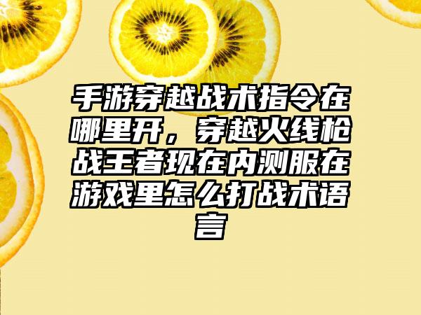 手游穿越战术指令在哪里开，穿越火线枪战王者现在内测服在游戏里怎么打战术语言