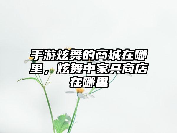 手游炫舞的商城在哪里，炫舞中家具商店在哪里