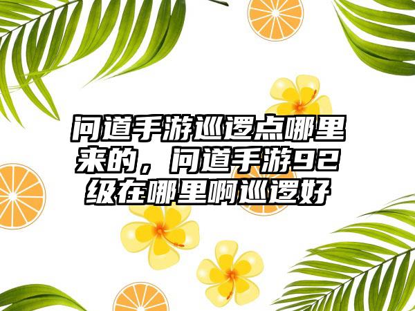 问道手游巡逻点哪里来的，问道手游92级在哪里啊巡逻好