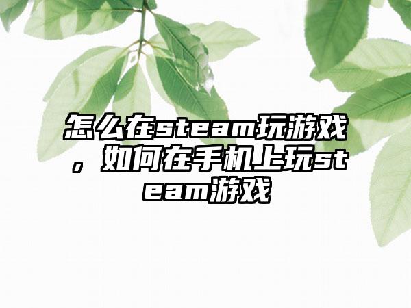 怎么在steam玩游戏，如何在手机上玩steam游戏