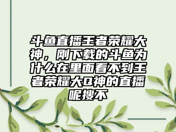 斗鱼直播王者荣耀大神，刚下载的斗鱼为什么在里面看不到王者荣耀大Q神的直播呢搜不