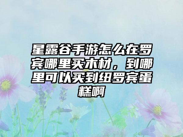 星露谷手游怎么在罗宾哪里买木材，到哪里可以买到纽罗宾蛋糕啊