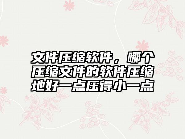 文件压缩软件，哪个压缩文件的软件压缩地好一点压得小一点