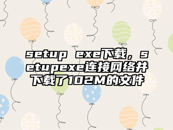setup exe下载,setupexe连接网络并下载了102M的文件