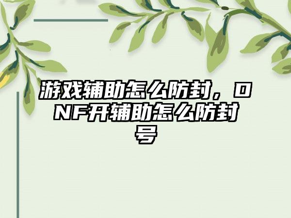 游戏辅助怎么防封，DNF开辅助怎么防封号