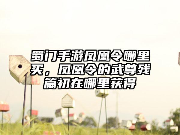蜀门手游凤凰令哪里买，凤凰令的武尊残篇初在哪里获得