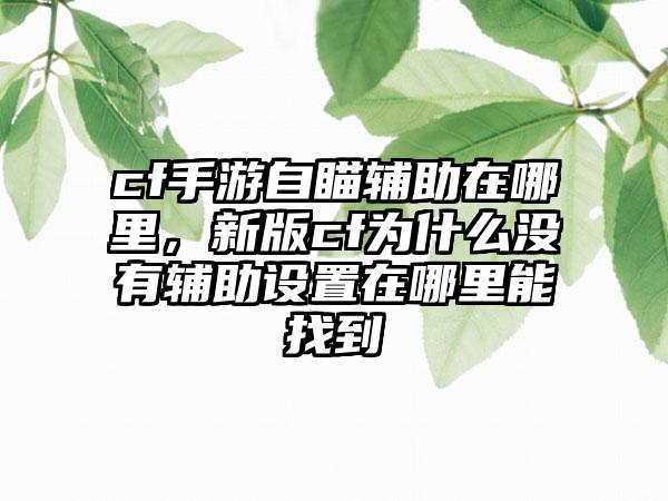 cf手游自瞄辅助在哪里，新版cf为什么没有辅助设置在哪里能找到