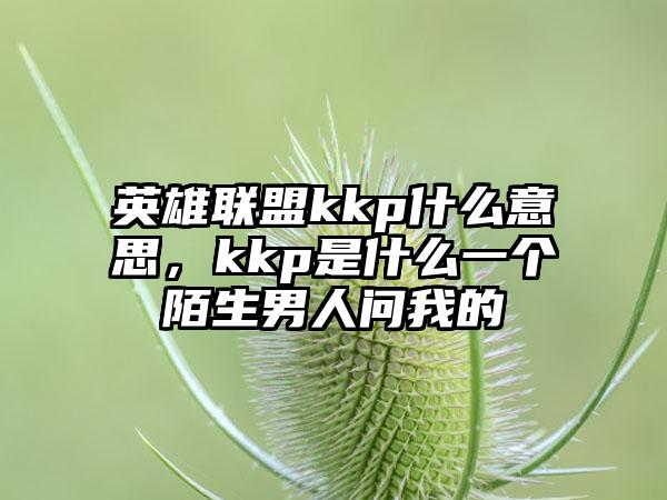 英雄联盟kkp什么意思，kkp是什么一个陌生男人问我的