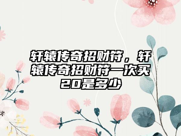 轩辕传奇招财符，轩辕传奇招财符一次买20是多少