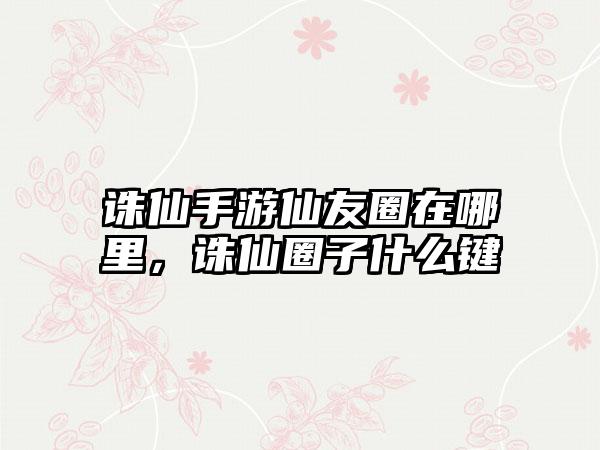 诛仙手游仙友圈在哪里，诛仙圈子什么键