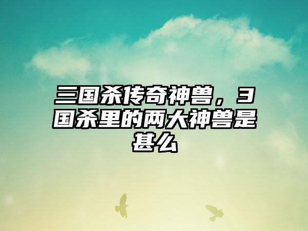 三国杀传奇神兽，3国杀里的两大神兽是甚么