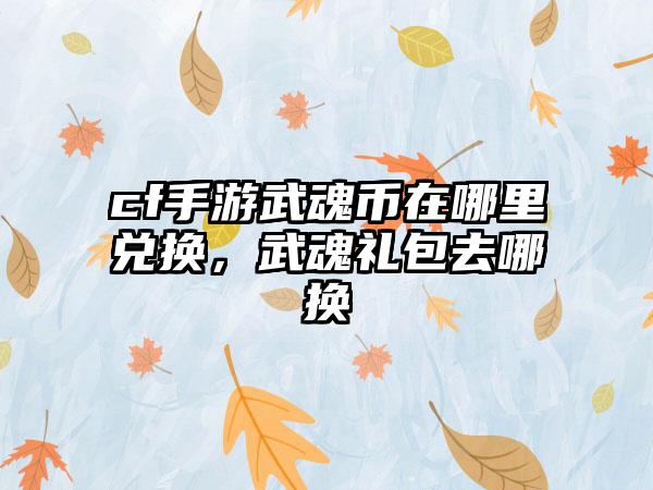 cf手游武魂币在哪里兑换，武魂礼包去哪换
