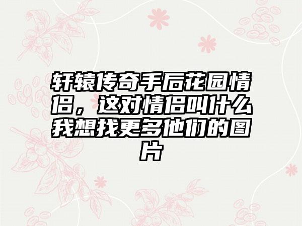 轩辕传奇手后花园情侣，这对情侣叫什么我想找更多他们的图片