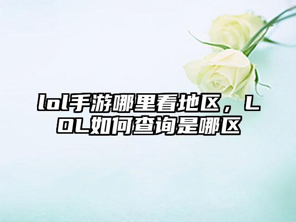 lol手游哪里看地区，LOL如何查询是哪区