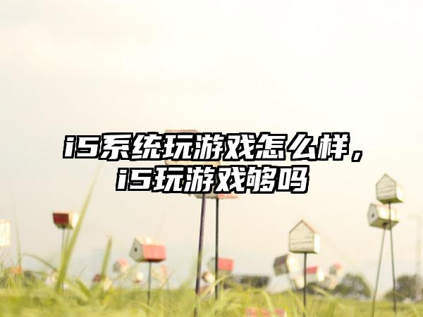 i5系统玩游戏怎么样，i5玩游戏够吗