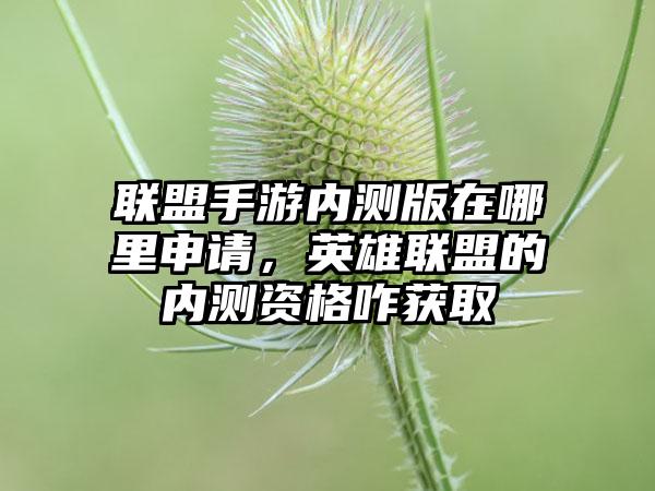 联盟手游内测版在哪里申请，英雄联盟的内测资格咋获取