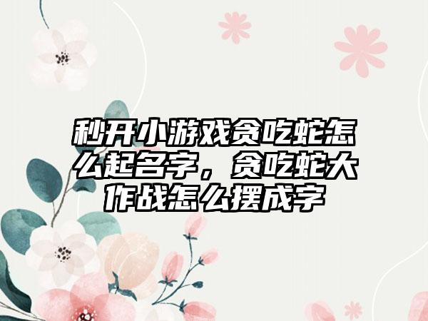 秒开小游戏贪吃蛇怎么起名字，贪吃蛇大作战怎么摆成字