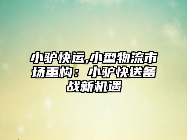 小驴快运,小型物流市场重构：小驴快送备战新机遇