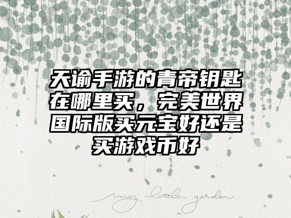 天谕手游的青帝钥匙在哪里买，完美世界国际版买元宝好还是买游戏币好