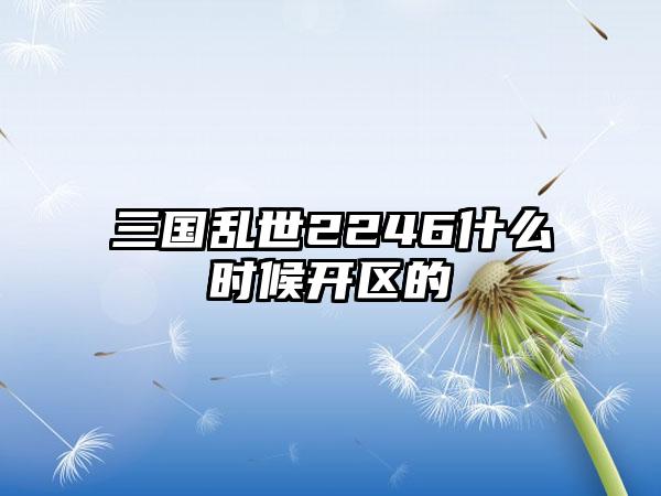 三国乱世2246什么时候开区的