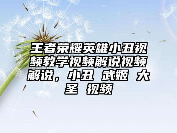 王者荣耀英雄小丑视频教学视频解说视频解说，小丑 武姬 大圣 视频